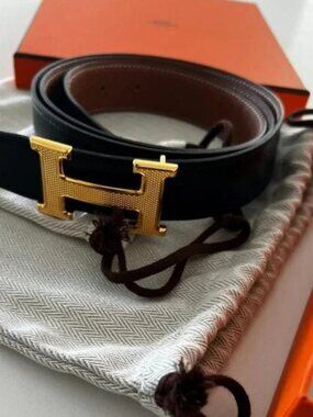 Hermes Kelly 18 Epsom Belt 90cm - Gray Rose Gold - With Box & Dust Bag